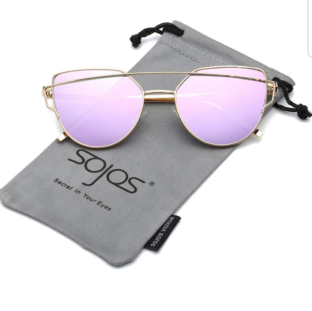 Sojos Cat Eye Mirrored Flat Lenses Sunglasses